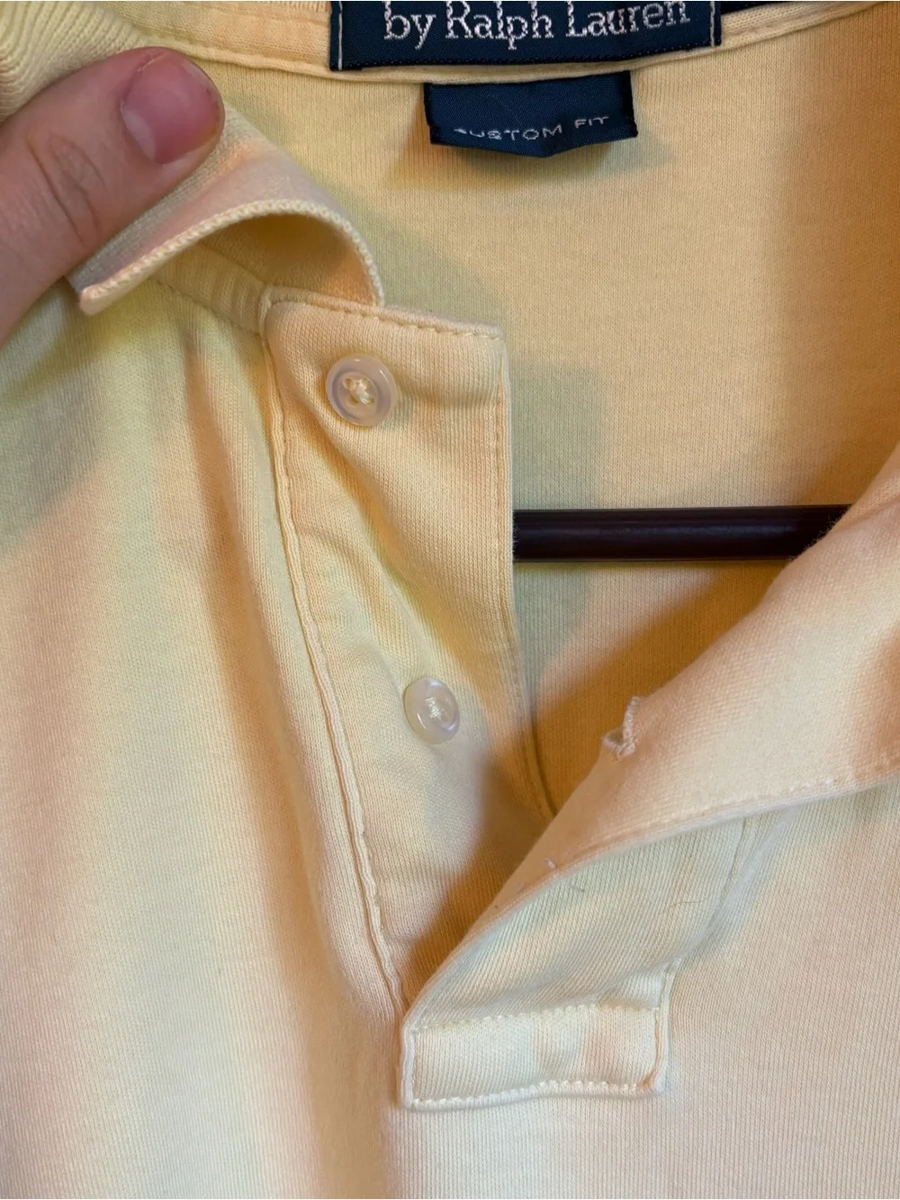 Ralph Lauren Men's Pale Yellow Polo with Navy Pony